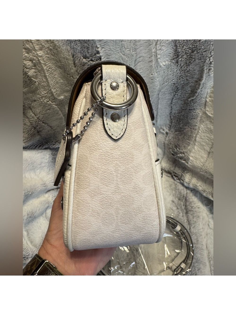 Coach - Signature Millie Shoulder Bag w/crossbody Strap Chalk/Glacier White NEW - Picture 5 of 11